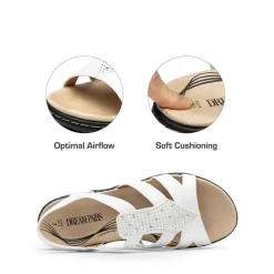 Wide-Toe Arch Support Rhinestones Strappy Sandals