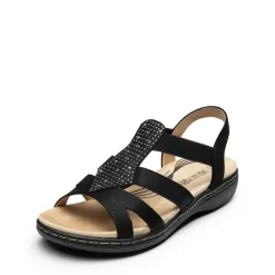Wide-Toe Arch Support Rhinestones Strappy Sandals