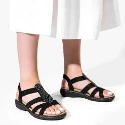 Wide-Toe Arch Support Rhinestones Strappy Sandals
