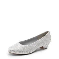 Wide-Toe Slip-On Low Heel Pumps