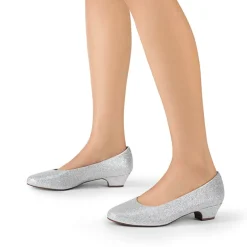 Wide-Toe Slip-On Low Heel Pumps