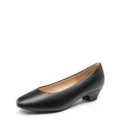 Wide-Toe Slip-On Low Heel Pumps
