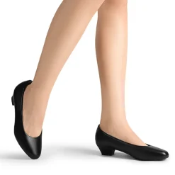 Wide-Toe Slip-On Low Heel Pumps