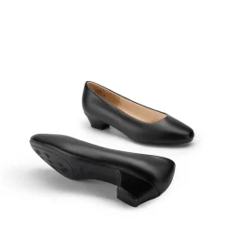 Wide-Toe Slip-On Low Heel Pumps