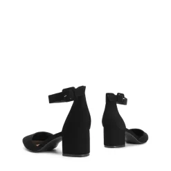Wide Width Ankle Strap Chunky Low Heel Pumps