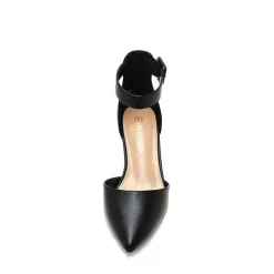 Wide Width Ankle Strap Chunky Low Heel Pumps