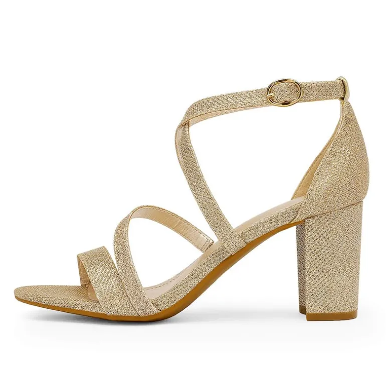 Wide Width Dressy Chunky Strappy Sandals