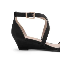 Wide Width Open Toe Low Wedge Sandals