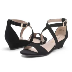 Wide Width Open Toe Low Wedge Sandals