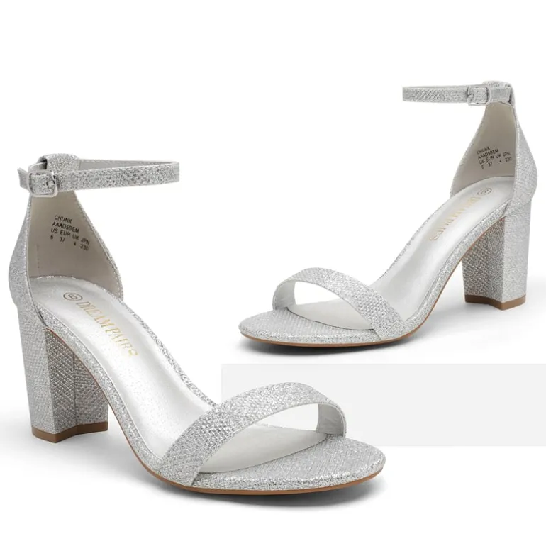 Wide Width Open Toe Pump Chunky Heel Sandals
