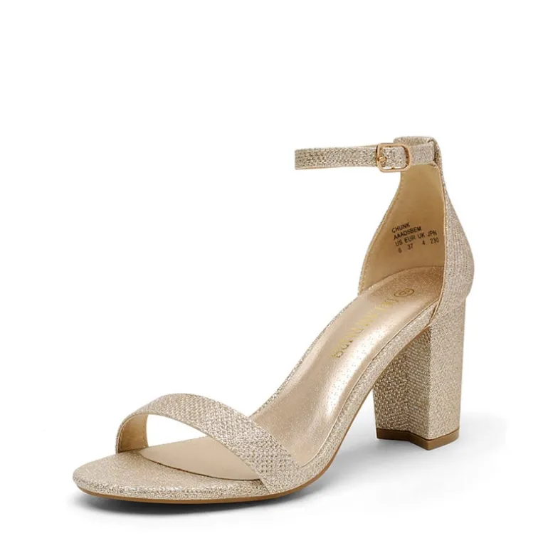 Wide Width Open Toe Pump Chunky Heel Sandals