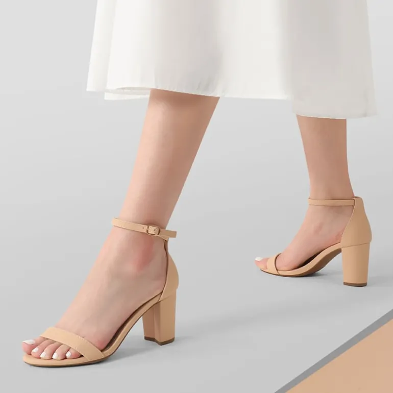 Wide Width Open Toe Pump Chunky Heel Sandals