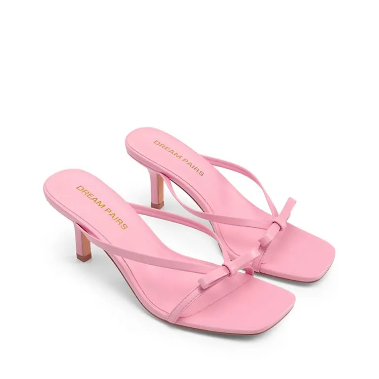 Women’s Bow Thong Kitten Heel Sandals with Non-Slip Sole