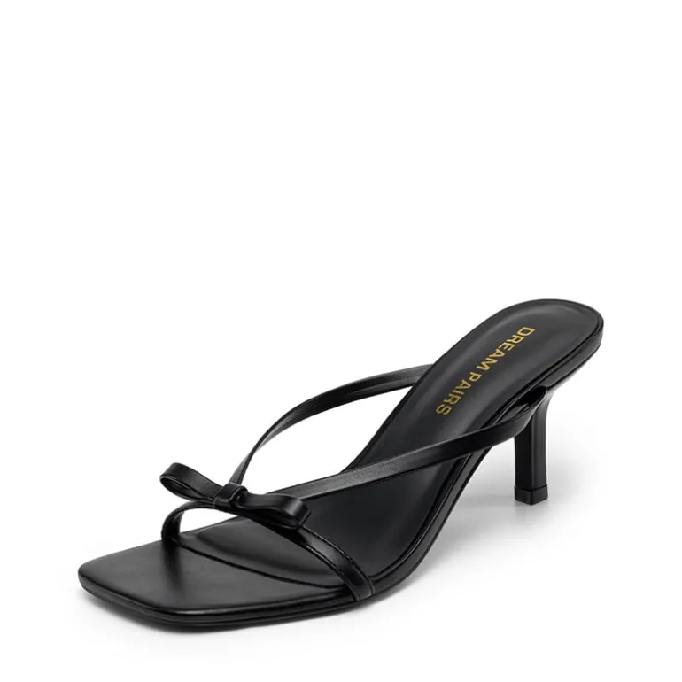 Women’s Bow Thong Kitten Heel Sandals with Non-Slip Sole
