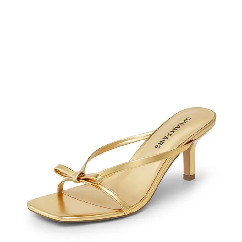 Women’s Bow Thong Kitten Heel Sandals with Non-Slip Sole