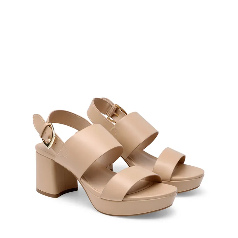 Women’s Chunky Heel Buckle Strap Sandals with Cushioned Insole