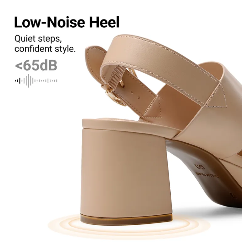 Women’s Chunky Heel Buckle Strap Sandals with Cushioned Insole