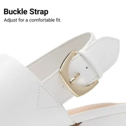 Women’s Chunky Heel Buckle Strap Sandals with Cushioned Insole