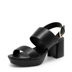 Women’s Chunky Heel Buckle Strap Sandals with Cushioned Insole