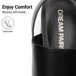Women’s Chunky Heel Buckle Strap Sandals with Cushioned Insole
