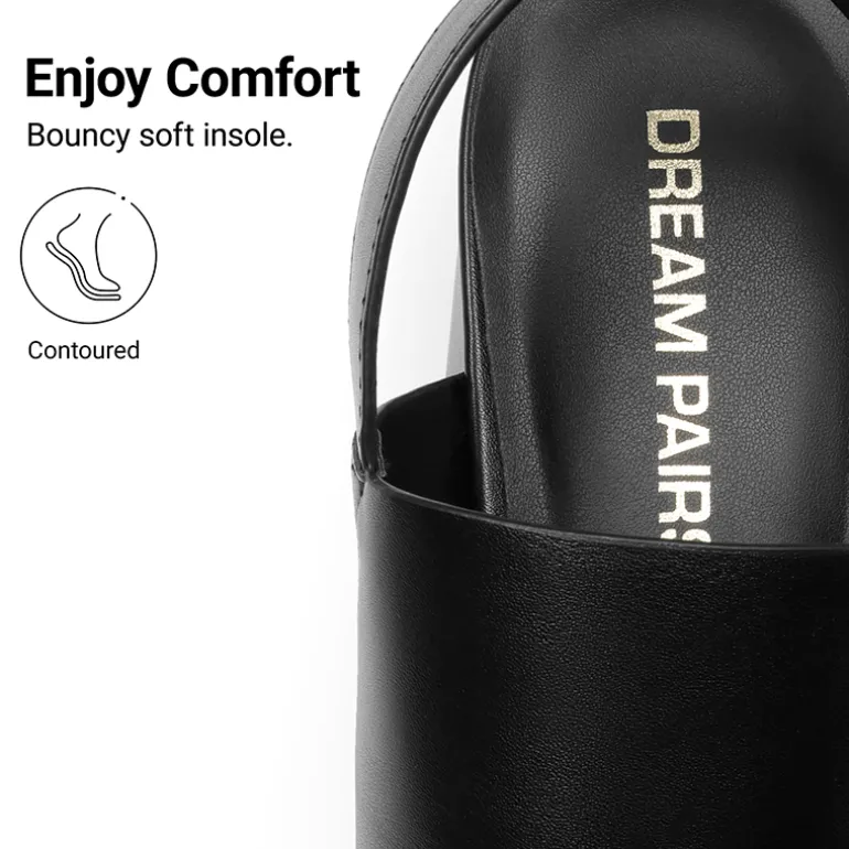 Women’s Chunky Heel Buckle Strap Sandals with Cushioned Insole