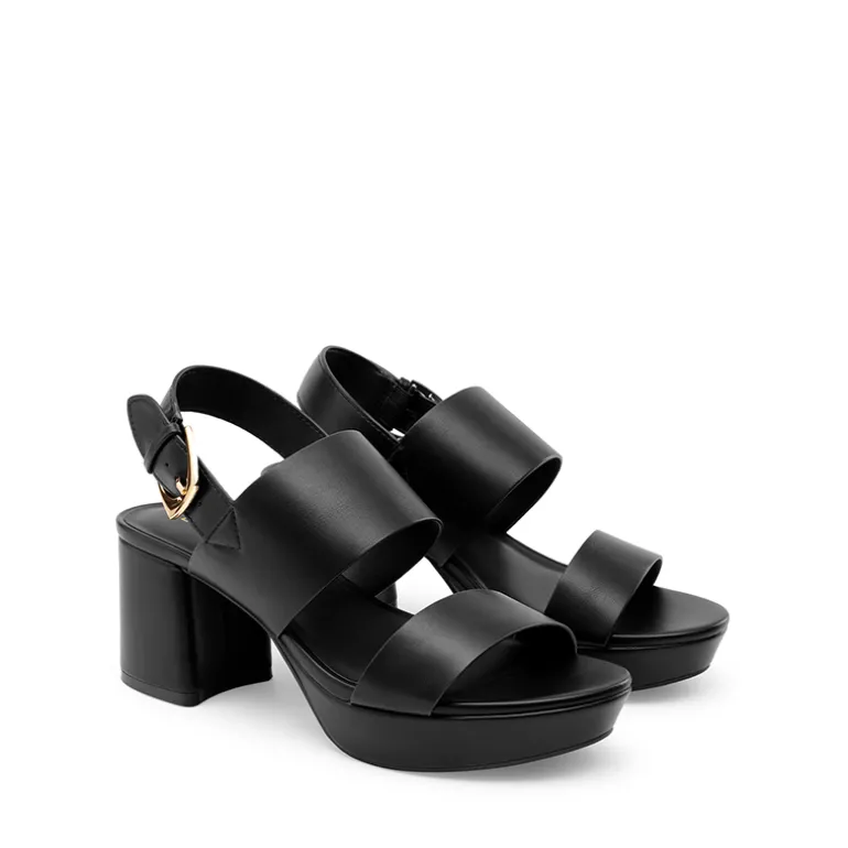 Women’s Chunky Heel Buckle Strap Sandals with Cushioned Insole