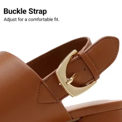 Women’s Chunky Heel Buckle Strap Sandals with Cushioned Insole