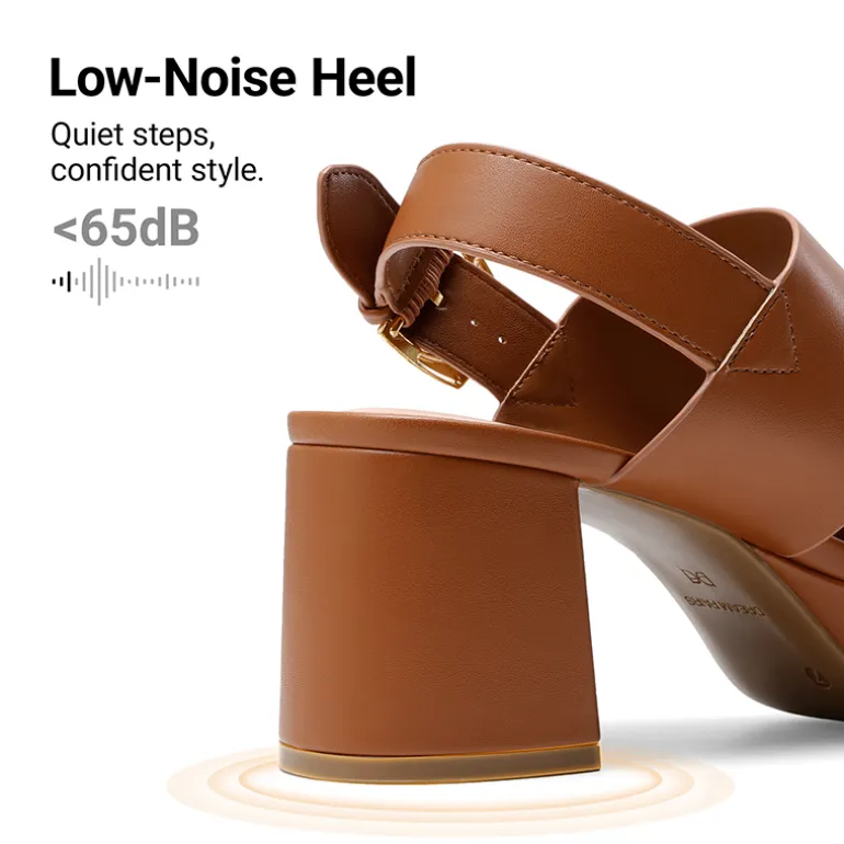 Women’s Chunky Heel Buckle Strap Sandals with Cushioned Insole