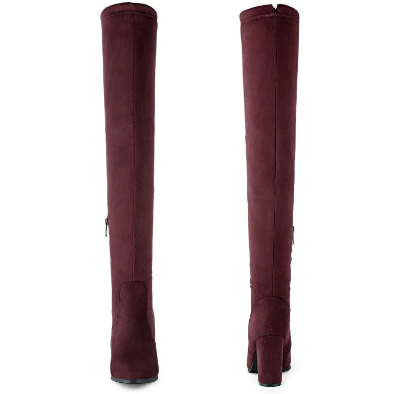 Women's Chunky Heel Thigh-High Boots