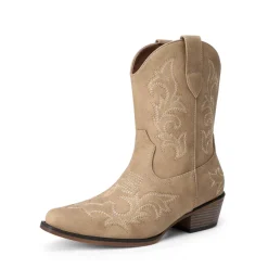 Women's Embroidered Cowboy Ankle Boots