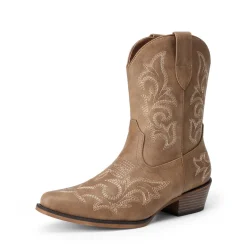 Women's Embroidered Cowboy Ankle Boots