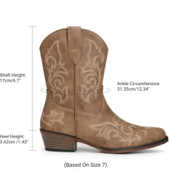 Women's Embroidered Cowboy Ankle Boots