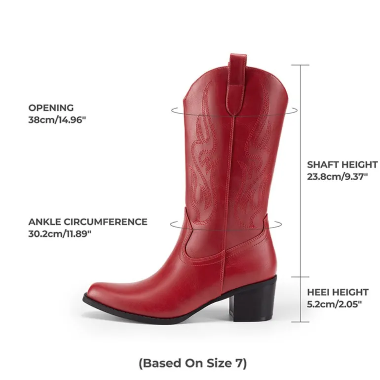 Women’s Embroidered Mid-Calf Cowboy Boots