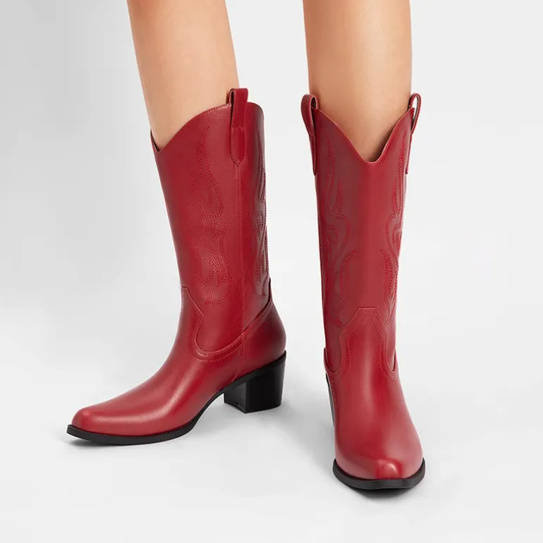 Women’s Embroidered Mid-Calf Cowboy Boots
