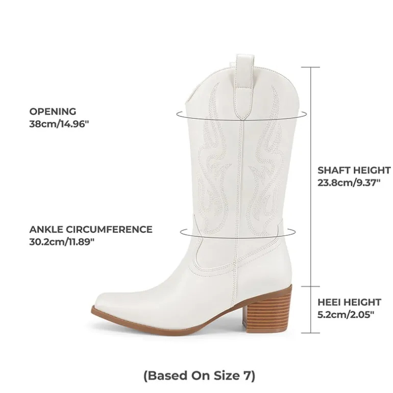 Women’s Embroidered Mid-Calf Cowboy Boots