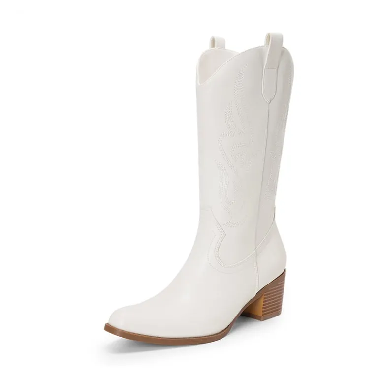 Women’s Embroidered Mid-Calf Cowboy Boots