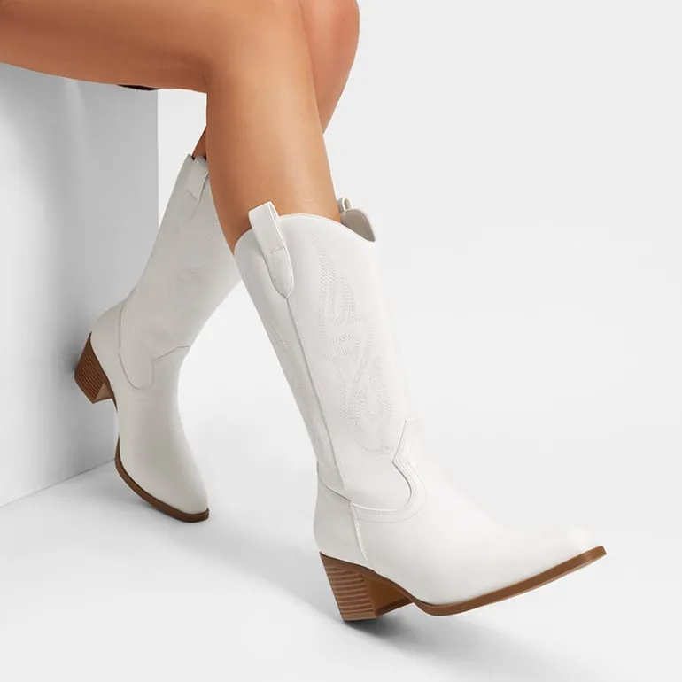 Women’s Embroidered Mid-Calf Cowboy Boots