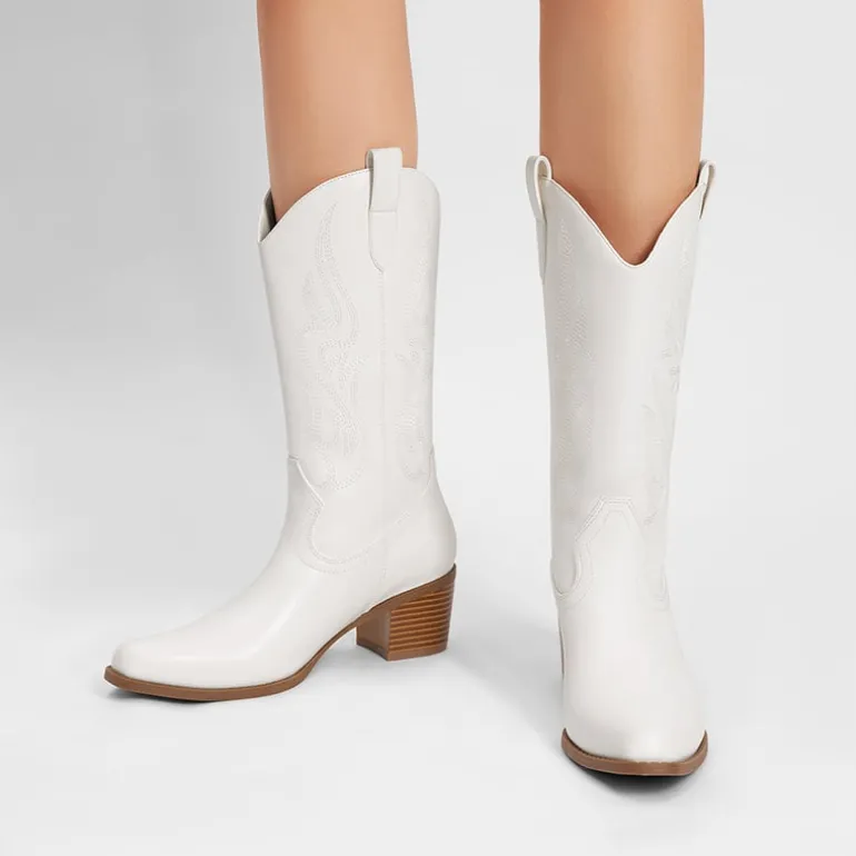 Women’s Embroidered Mid-Calf Cowboy Boots