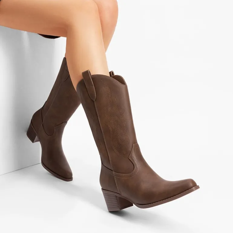 Women’s Embroidered Mid-Calf Cowboy Boots