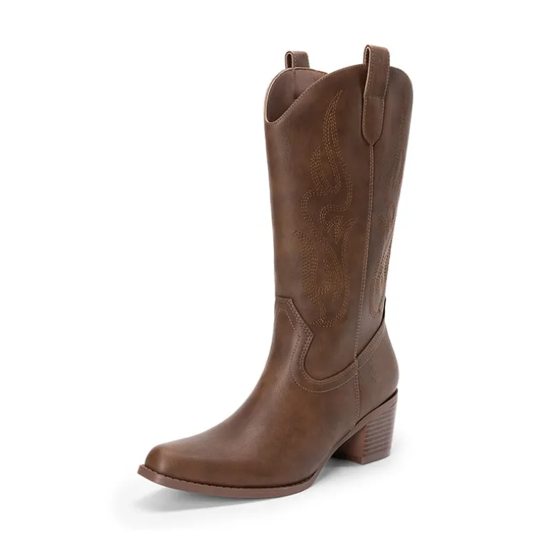 Women’s Embroidered Mid-Calf Cowboy Boots
