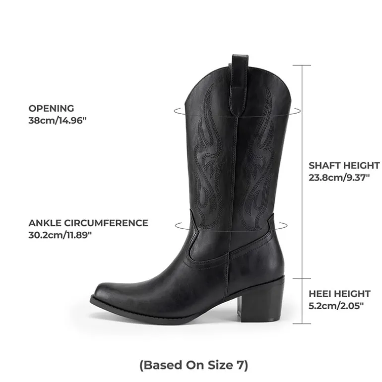 Women’s Embroidered Mid-Calf Cowboy Boots
