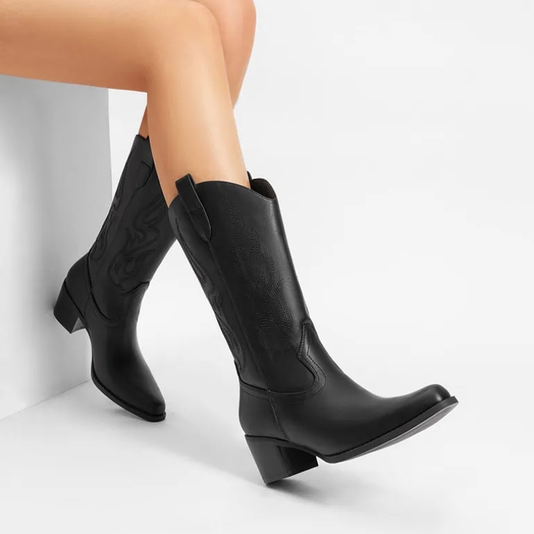 Women’s Embroidered Mid-Calf Cowboy Boots