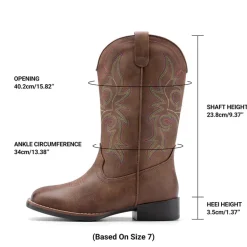 Women's Embroidered Mid-Calf Cowboy Boots
