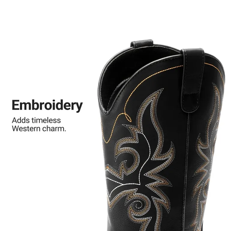 Women's Embroidered Mid-Calf Cowboy Boots