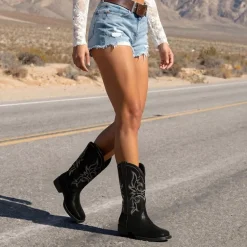 Women's Embroidered Mid-Calf Cowboy Boots