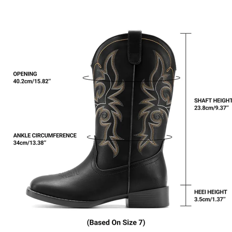 Women's Embroidered Mid-Calf Cowboy Boots