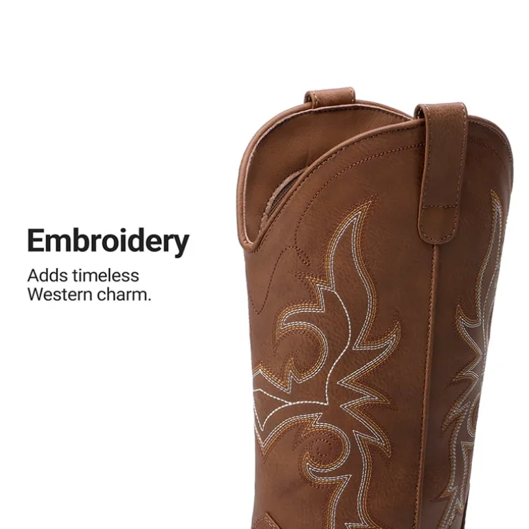 Women's Embroidered Mid-Calf Cowboy Boots