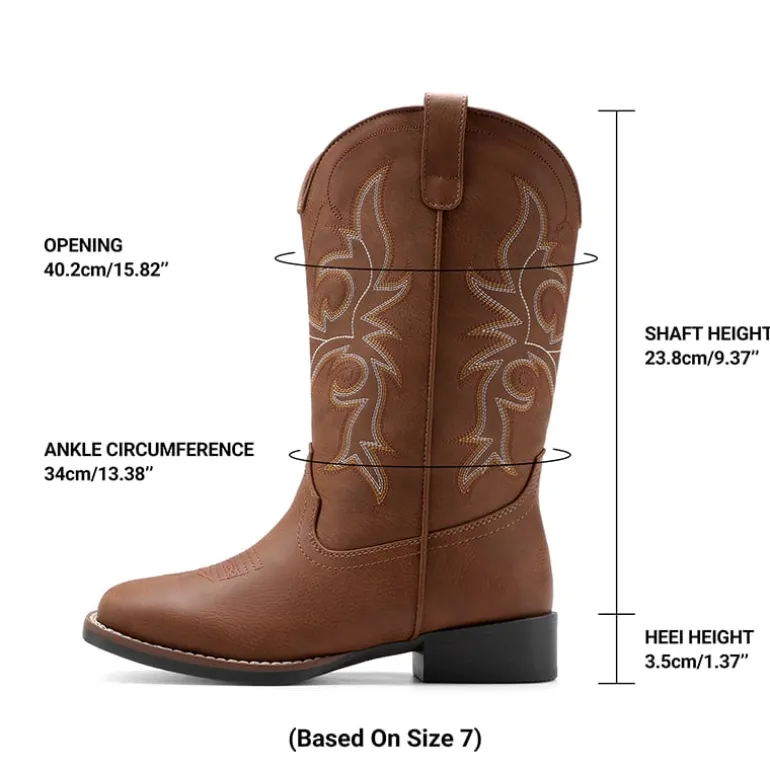 Women's Embroidered Mid-Calf Cowboy Boots