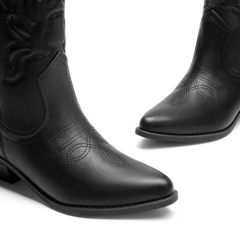 Women’s Embroidered Pointed-Toe Mid-Calf Western Boots