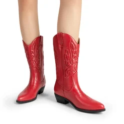 Women’s Embroidered Pointed-Toe Mid-Calf Western Boots